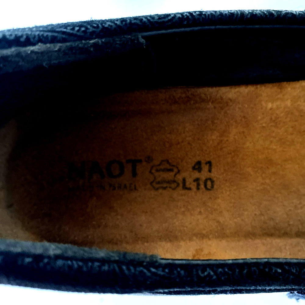 Naot Trendy Mary Jane Pump Black Leather Round Toe Suede trim Block Heel 41 10 - Picture 9 of 10
